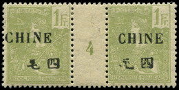 * CHINE FRANCAISE - Poste - 72, Paire Millésime "4": 1f. Olive - Unused Stamps