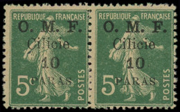 * CILICIE - Poste - 90f, Paire Dont 1 Ex. "S" Renversé, Signé Pavoille: 10pa. S. 5c. Vert - Unused Stamps