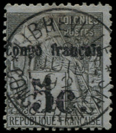 O CONGO - Poste - 1, Signé Brun, Oblitération Superbe: 5c. S. 1c. Noir S. Azuré - Usati
