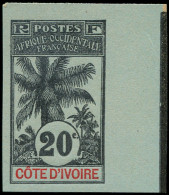 (*) COTE D'IVOIRE - Poste - 26a, Non Dentelé, Bord De Feuille, 20c. Noir S. Bleu-gris - Neufs