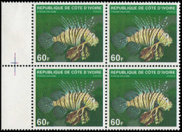 ** COTE D'IVOIRE - Poste - 510A, Bloc De 4: Poisson (Michel A613) - Unused Stamps