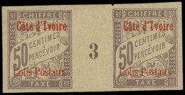 * COTE D'IVOIRE - Colis Postaux - 3, Paire Millésime "3": 50c. Lilas - Unused Stamps