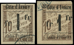 O COTE D'IVOIRE - Colis Postaux - 8 + 8A, Types I Et II: 1f/10c. Brun - Other & Unclassified