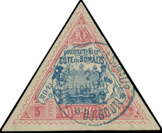 O COTE DES SOMALIS - Poste - 19, Belles Marges, Cachet Central (avec Gomme): 5f. Bleu Et Rouge - Altri & Non Classificati