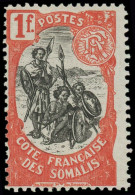 * COTE DES SOMALIS - Poste - 64d, Cadre Rouge Au Lieu De Orange: 1f. Guerriers - Ongebruikt
