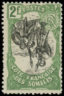 ** COTE DES SOMALIS - Poste - 65b, Centre Renversé: 2F. Vert - Unused Stamps