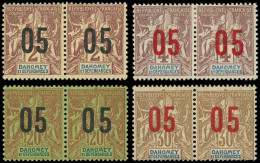 * DAHOMEY - Poste - 33Aa/34Aa + 36Aa + 38Aa, 4 Paires Chiffres Espacés Tenant à Normal - Unused Stamps