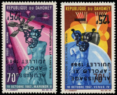 ** DAHOMEY - Poste Aérienne - 107a/08a, Surcharges Renversées: L'Homme Sur La Lune - Unused Stamps