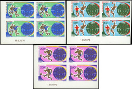 ** DAHOMEY - Poste Aérienne - 124/26, 3 Blocs De 4 Non Dentelés, CD: Coupe Du Monde De Football 1970 - Unused Stamps