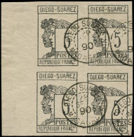 O DIEGO-SUAREZ - Poste - 7, Bloc De 4, Signé Scheller: 5c. Gris-noir - Gebruikt