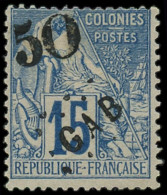 * GABON - Poste - 4, Signé Scheller: 50 Sur 15c. Bleu - Unused Stamps