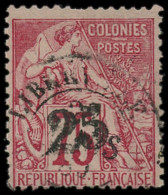 O GABON - Poste - 10, Signé Brun Et Roumet (1 Dent Courte En Haut): 25 Sur 75c. Rose - Used Stamps