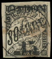 O GABON - Poste - 12, 2ème Choix (aminci + Marge Entamée En Bas), Signé Calves Et Scheller: 15c. Sur 30c. Noir - Rare - - Used Stamps