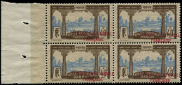 ** GABON - Poste - 100, Bloc De 4 Surcharge Décalée Vers Le Bas, Gomme Coloniale - Unused Stamps