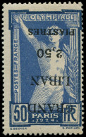 * GRAND LIBAN - Poste - 21b, Surcharge Renversée Avec "G" Maigre, Signé Brun: Jeux Olympiques De 1924 - Unused Stamps