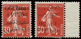 * GRAND LIBAN - Poste - 28a + B, Surcharge Double +   Surcharge Renversée: 1.50pi. S. 30c. Rouge Semeuse - Unused Stamps