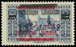 * GRAND LIBAN - Poste - 109b, Double Surcharge Française Noire + Rouge, Signé: 15pi. Sur 25pi. Bleu - Unused Stamps