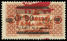 * GRAND LIBAN - Poste Aérienne - 38c, Surcharge En Rouge, Signé Brun - Poste Aérienne