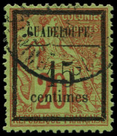O GUADELOUPE - Poste - 4c, Filet Brisé: 15c. S. 20c. Brique Sur Vert - Used Stamps
