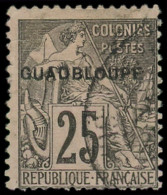 O GUADELOUPE - Poste - 21b, "GUADBLOUPE", Signé Brun: 25c. Noir Sur Rose - Oblitérés