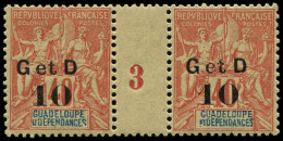 ** GUADELOUPE - Poste - 46, Paire Millésime "3": 10c. S. 40c. Rouge-orange - Unused Stamps