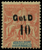 * GUADELOUPE - Poste - 46B, Type I, Double Surcharge, Signé Brun: 10c. S. 40c. Rouge-orange - Neufs