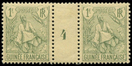 ** GUINEE - Poste - 30, Paire Millésime "4" (* Sur Millésime): 1f. Vert-olive S. Paille - Unused Stamps