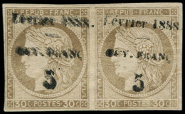 (*) GUYANE - Poste - 8, En Paire Dont 1 Exemplaire Surcharge Doublée, Signé Scheller - Unused Stamps