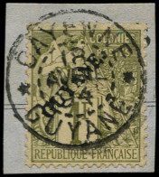 O GUYANE - Poste - 28, Sur Fragment Oblitéré Cayenne 18/04/1894, Signé Roumet & Miro: 1f. Olive - Gebruikt