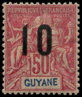 * GUYANE - Poste - 72A, Signé Scheller, Chiffres Espacés, Bon Centrage: 10 Sur 50c. Rose - Unused Stamps