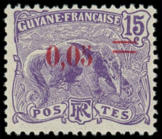 ** GUYANE - Poste - 94a, Surcharge Déplacée, Valeur Non Barrée: 5c. Sur 15c. Violet - Unused Stamps