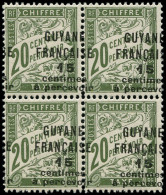 ** GUYANE - Taxe - 3b, Bloc De 4, Surcharge à Cheval - Unused Stamps