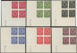** GUYANE - Taxe - 22/31, 10 Blocs De 4 CD 1947, Non Dentelés: Armoiries - Unused Stamps