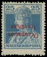 * HONGRIE OCC.FRANCE - ARAD - Poste - 26a, Surcharge Renversée: 25fi. Bleu - Unused Stamps