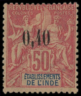 * INDE FRANCAISE - Poste - 23, Signé Scheller: 0.40 Sur 50c. Rose - Unused Stamps