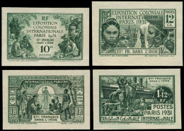 (*) INDE FRANCAISE - Poste - 105/08, 4 épreuves Petits Formats Gravés En Vert: Expo De 1931 - Nuevos