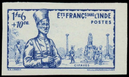 * INDE FRANCAISE - Poste - 125ca, Valeur Non émise (1fa 6+ 10ca Bleu), Non Dentelé: Défense De L'Empire - Other & Unclassified