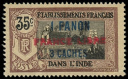 ** INDE FRANCAISE - Poste - 130, Surcharge Horizontale: 1fa. 3ca. Sur 35c. Brun Et Noir - Unused Stamps
