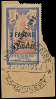 O INDE FRANCAISE - Poste - 131c, Surcharge "e" Sur Fragment, Signé Brun - Oblitérés