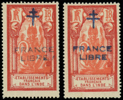 ** INDE FRANCAISE - Poste - 181/81a, Surcharge Normale + Maigre: 18ca. Rouge Et Rouge Clair - Nuovi