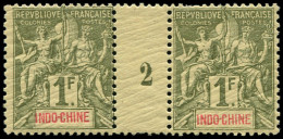 ** INDOCHINE - Poste - 15, Paire Millésime "2": 1f. Olive - Neufs