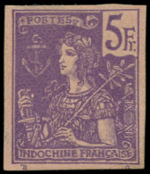 (*) INDOCHINE - Poste - 39a, Non Dentelé, Signé Brun & Roumet: 5f. Violet S. Lilas - Unused Stamps