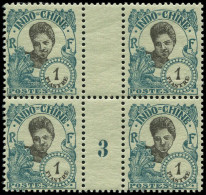 ** INDOCHINE - Poste - 115, Bloc De 4 Millésime "3": 1p. Vert-bleu Sur Verdâtre - Unused Stamps