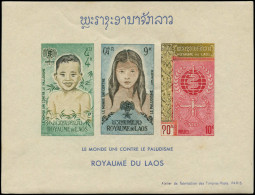 ** LAOS - Blocs Feuillets - Michel 28 Non Dentelé, 3 Points De Rouille: Contre Le Paludisme - Laos