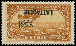 * LATTAQUIE - Poste Aérienne - 1a, Surcharge Renversée, Signé Calves + Certificat Behr: 0p.50 Jaune-brun - Unused Stamps
