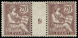 * LEVANT FRANCAIS - Poste - 16, Paire Millésime "9", * Forte: 20c. Brun-lilas (Maury) - Unused Stamps