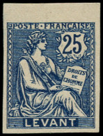 (*) LEVANT FRANCAIS - Poste - 24a, Non Dentelé, Signé Brun: 25c. Bleu - Unused Stamps