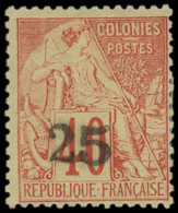 * MADAGASCAR - Poste - 3, Signé Brun: 25 Sur 40c. Rouge-orange - Unused Stamps