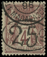 O MADAGASCAR - Poste - 26, Signé Calves Et Scheller, TB: 25c. Sur 4c. Lilas-brun Et Gris - R - - Gebraucht
