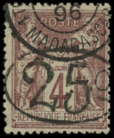 O MADAGASCAR - Poste - 26, Signé Calves Et Scheller, TB: 25c. Sur 4c. Lilas-brun Et Gris - R - - Oblitérés